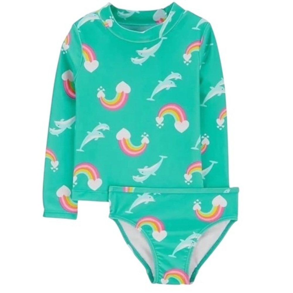 Carter’ Girl’ Rainbow Rash guard Rashguard Swimsuit Size 24 Months